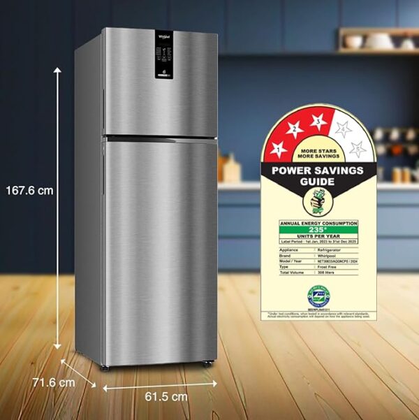Whirlpool 308 L 3 Star Convertible Frost Free inverter Double Door Refrigerator (IF INV 355 TITAN STEEL(3S) CONV-TL) - Image 3