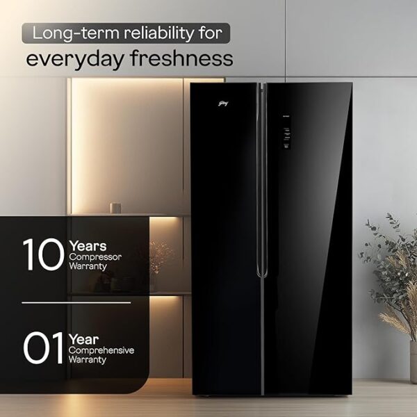 Godrej 600 L Frost Free Smart Convertible Zones with Toughened Glass Door and Digital Touch Panel, Frost Free Inverter Side By Side Refrigerator(2025 Model, RS EONVELVET 646C RIT OP BK, Opera Black) - Image 3