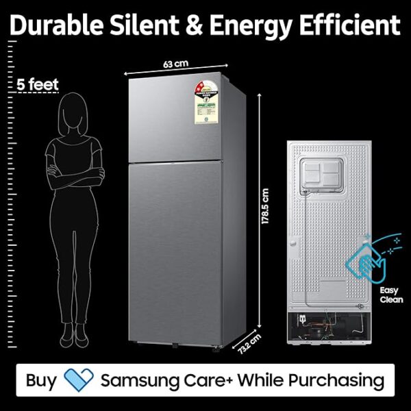 Samsung 350 L, 2 Star, Convertible 5-in-1, Digital Inverter, Frost Free Double Door, WiFi Enabled Bespoke AI Refrigerator (RT38DG5A2BSLHL, Real Steel) - Image 3