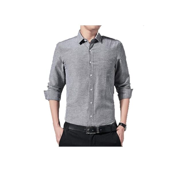 ZAFONI Men Shirts, Men Business Solid Color Long-sleeved Shirt Classic Design Casual Office Formal Wear Tie Overalls Quality Shirt