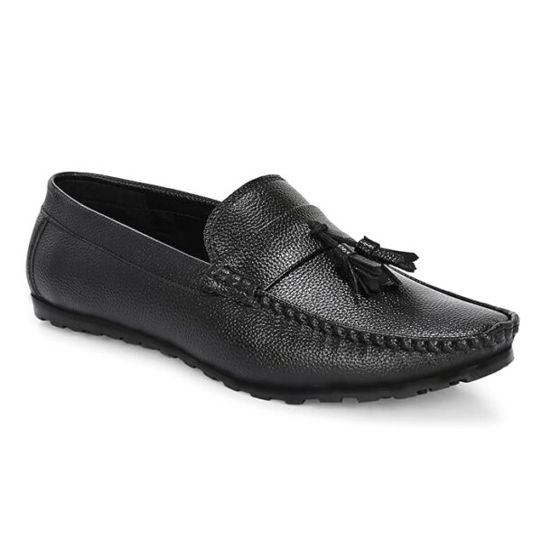 Tassillo Men's Leather Casual Loafer Moccasins & Tassel Shoes for Office Wear Shoes/Semi Formal Shoe for Party, Wedding Slip-On Loafer/Solid Stylish Lightweight and Comfortable Shoe