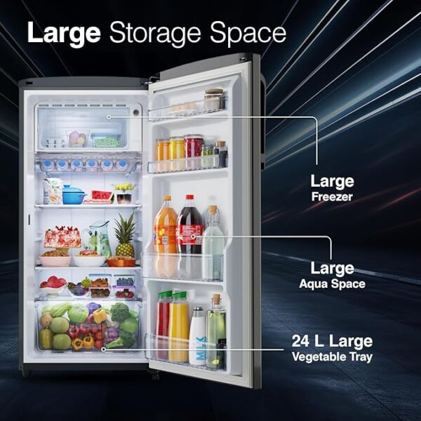 Godrej 194 L 5 Star Turbo Cooling Technology Ensuring Faster Cooling Direct Cool Single Door Refrigerator With Advanced Inverter Technology (RD EMARVEL 215E THI FS ST, Fossil Steel) - Image 7