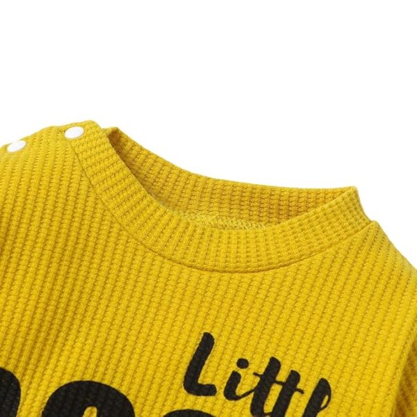 Hopscotch Boys Cotton And Polyester And Spandex Text Print Full-Sleeve Bodysuit in Yellow Color - Image 3