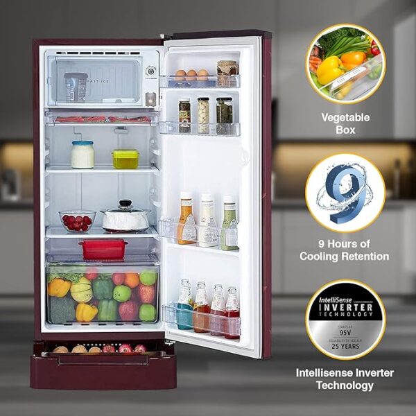 Whirlpool 184 L 4 Star Inverter Direct-Cool Single Door Refrigerator (205 WDE ROY 4S Inv WINE RADIANCE-Z, Base Stand with Drawer, 2023 Model) - Image 5