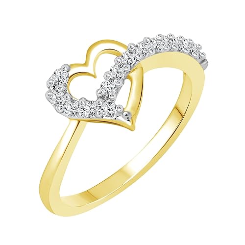 Cz Collection Non-precious Metal Alloy and American Diamond Lovable Heart Ring for Women