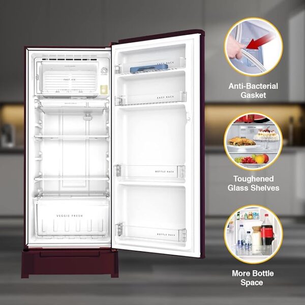 Whirlpool 184 L 4 Star Inverter Direct-Cool Single Door Refrigerator (205 WDE ROY 4S Inv WINE RADIANCE-Z, Base Stand with Drawer, 2023 Model) - Image 4