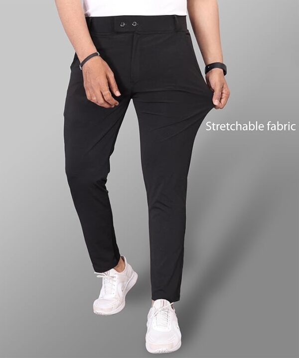 Mehrang Men's Stretchable Stretchable Formal Pant Trousers | Stylish Slim Fit Men's Wear Trousers for Office or Party | Polycotton Knitted Fabric - Image 3