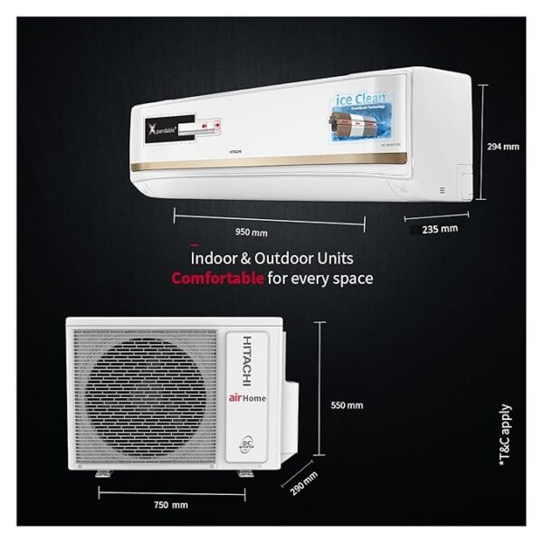 Hitachi 1.5 Ton 3 Star, 4Way Swing, Wi-Fi enabled, ice Clean, Xpandable+, Inverter Split AC (100% Copper, Dust Filter, 3500SWXL RAS.V318PCBISH, White) - Image 2