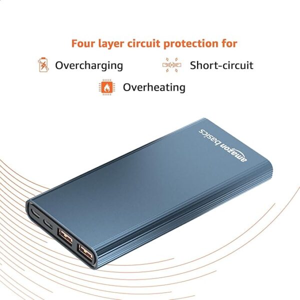 Amazon Basics 10000mAh Metal 22.5W Power Bank Blue - Image 4