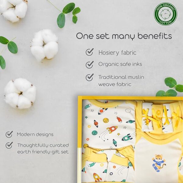 Newborn Baby Clothing Set | Soft & Comfortable extra-soft hosiery fabric | Unisex Gift Pack for Boys & Girls | 13-Piece Baby Clothes Set | Yellow Colour | 0-4 months| Baby Shower Gift - Image 4