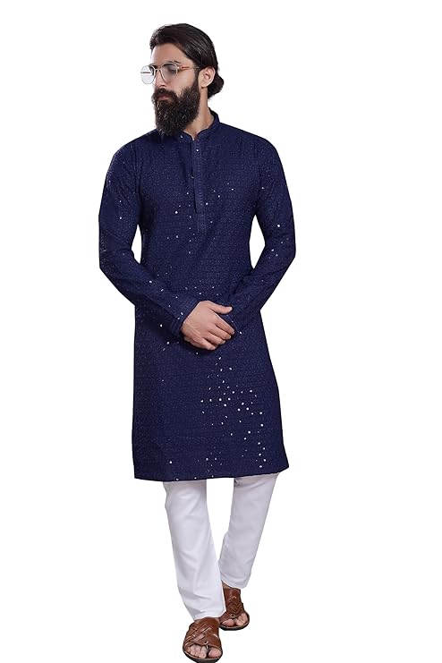 DIVISIVE Men's Sequince Embroidered Cotton Blend Only Slim Fit Kurta - Image 6