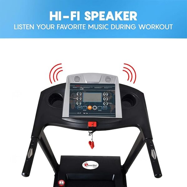 PowerMax Fitness TDM-111 (4HP Peak) Motorized Treadmill for Home Use 12-Pre Set Promax Workout Session【Max User Wt.110kg|8 Level Manual Incline |Top Speed:14 Km/hr | Spring Resistance | Foldable】 - Image 3