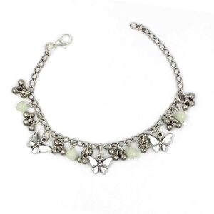 GURJARI JEWELLERS Glow In The Dark Beads Buterfly Charm Bracelet With Oxidised & Radium Beads For Girls