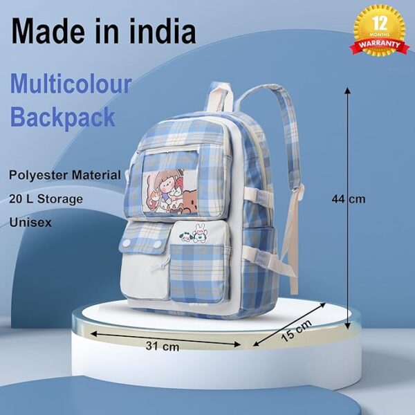 Tinytot 20L Backpack Bags for Women, 18-Inch College Bag for Girls, School Bag for Girls 12 Years, Casual Water Resistant School Backpack for Boys & Girls – Ideal for College School and Office use - Image 3
