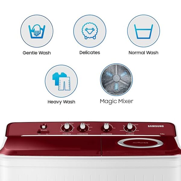Samsung 11.5 Kg Semi-Automatic Top Load Washing Machine (WT11A4600RR/TL, Light Gray,Air Turbo Technology) - Image 4