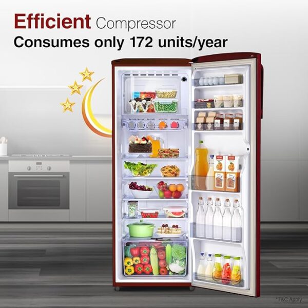 Godrej 268 L 3 Star Turbo Cooling Technology Ensuring Faster Cooling Direct Cool Single Door Refrigerator With Advanced Inverter Technology (RD EMARVEL 290C THI FU WN, Fusion Wine) - Image 3
