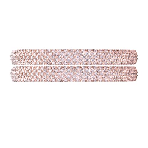 Ratnavali Jewels Rose Gold Plated American Diamond White Traditional Bangles for Women/Girls - Image 6