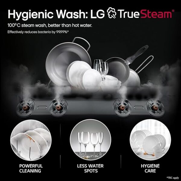 LG 14 Place Setting Free Standing Dish Washer with TrueSteam, QuadWash, EasyRack Plus, Wi-Fi Enabled (DFB424FM, Matte Black, Inverter Direct Drive Motor) - Image 5
