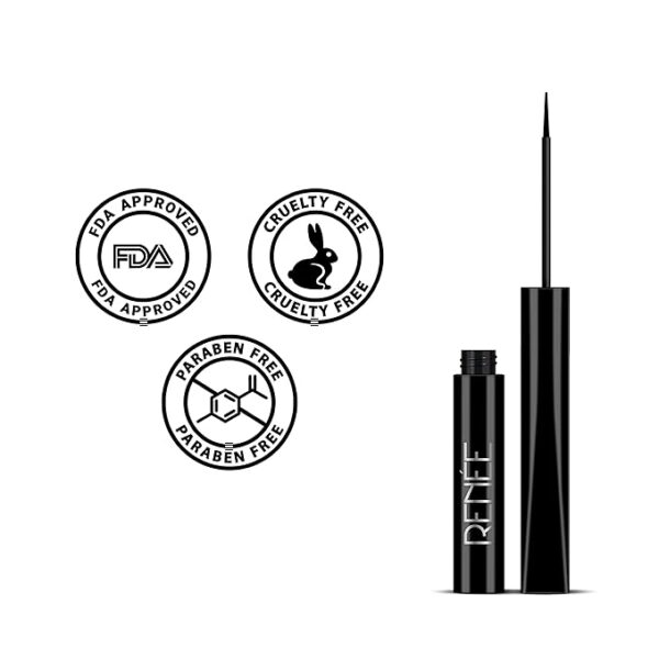 RENEE Extreme Stay Liquid Eyeliner 3x Black 4.5ml, Intense, Vibrant Color Payoff | One Swipe, Long Lasting, Matte, Waterproof, Smudge-proof All Day Shades | Infused With Castor Oil - Vegan - Image 4