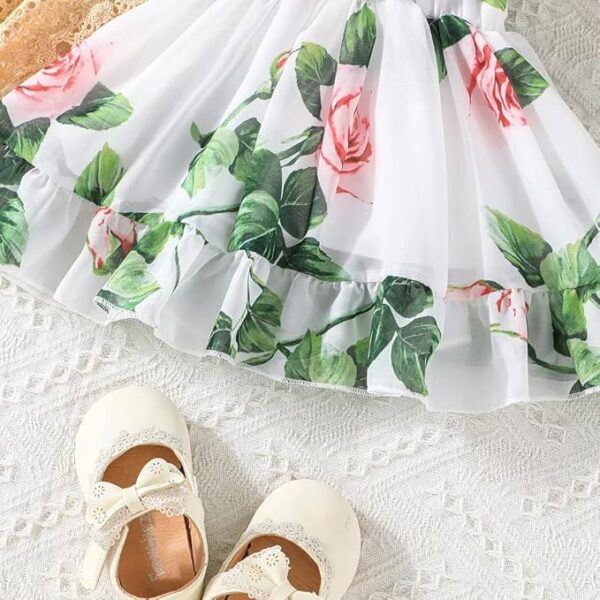Buy & Try by Dharmikaay Girl's Lycra Floral Printed Frock Dress for Girls Short Frock Baby Princess Western Dresses| Stylish Fancy Kids Clothing for New Year, Fashion. - Image 5