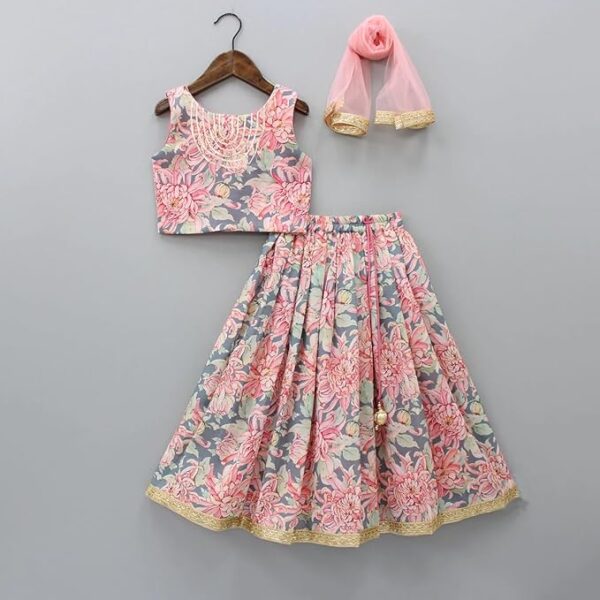 GORLYA Girls Ethnic Wear Rayon Flower Printed Readymade Lehenga Choli Set - Image 2