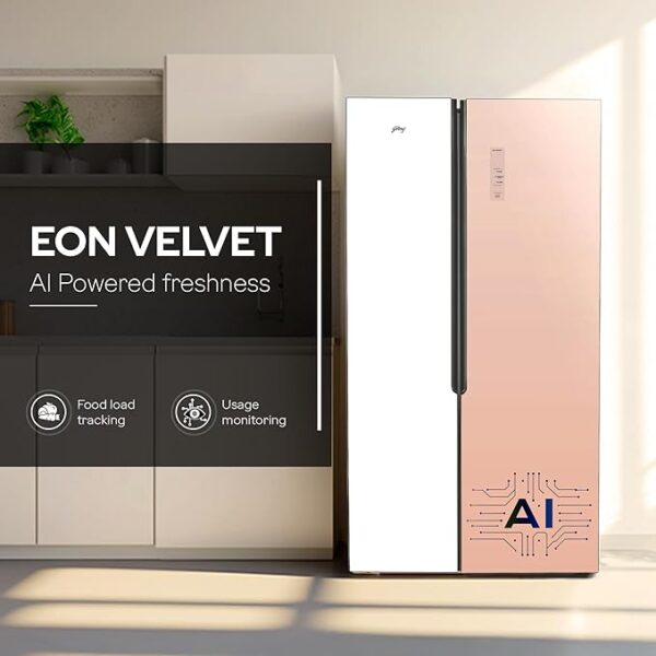 Godrej 600 L Frost Free Smart convertible Zones with Digital Touch Panel, Frost Free Inverter Side By Side Refrigerator(2025 Model, RS EONVELVET 646C RIT OP RS, Opera Rose) - Image 3