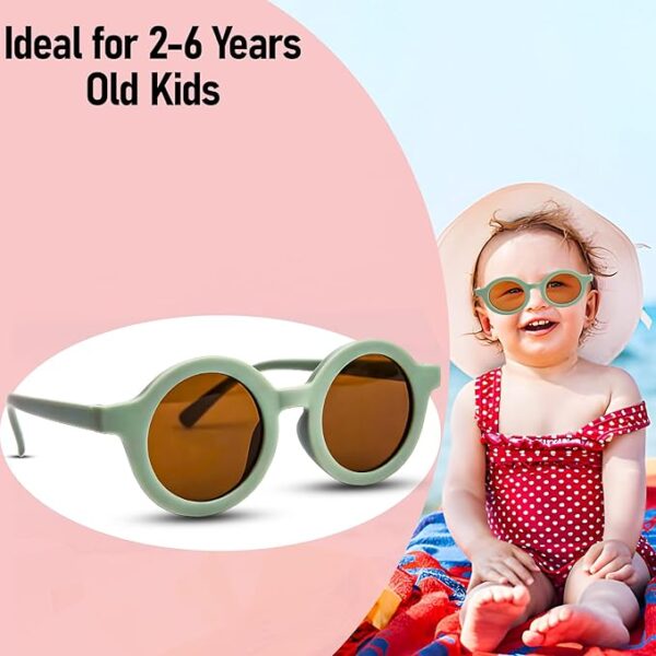 Plastic Classic UV Protected Round Shaped Stylish Plastic Sunglass Mirror Sunlight Goggles Eyewear, Sunglasses Baby Boys & Girls, 2-6 Years (Set of 1) - Image 5
