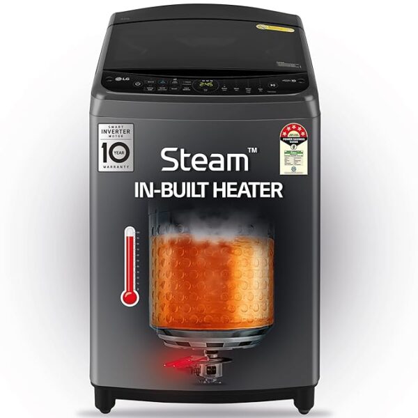 LG 9.0 Kg, 5 Star, AI Direct Drive Technology, Steam Wash for Allergy Removal, Fully-Automatic Top Loading Washing Machine (THD09SPM, Middle Black, More Fabric Care & Convenience, In-Built Heater)