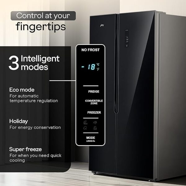 Godrej 600 L Frost Free Smart Convertible Zones with Toughened Glass Door and Digital Touch Panel, Frost Free Inverter Side By Side Refrigerator(2025 Model, RS EONVELVET 646C RIT OP BK, Opera Black) - Image 7