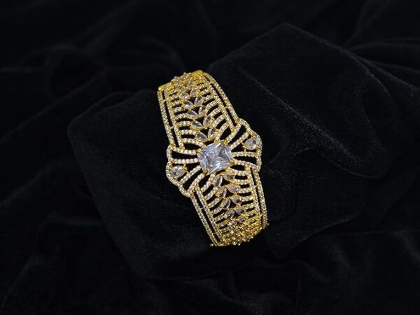 GOLDCASH American Diamond Stunning Gold-Plated Bracelet with Crystals | bracelet for women | Bangles for women| Gold Plated Kada for Women and Girls - Image 3