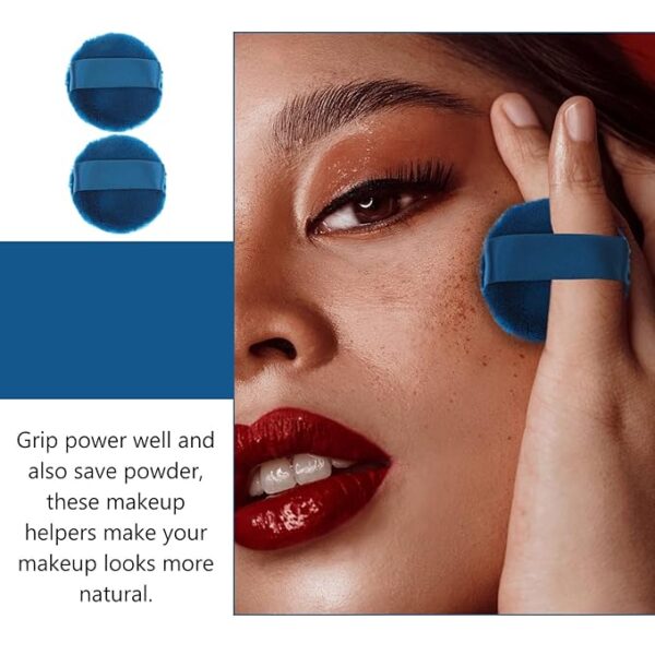 FOMIYES Cosmetic Puffs 2pcs Puff Soft Washable Round Body Face Puff Loose Puff Baby Talcum Puff Makeup Sponge for Women Girls Dark Blue 55X16mm Beauty Makeup Puffs - Image 6
