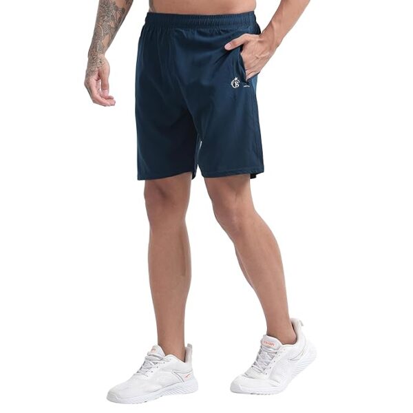 BLUE STAR SHARK Athletic Sports Shorts for Men with Zip Pockets and Elastic Waistband Quick Dry Lightweight Activewear Combo - Pack of 2 - Image 3