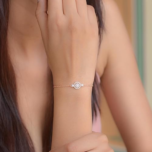 Ornate Jewels 925 Silver Rose Gold Plated American Diamond Cluster Halo Bracelet for Women & Girls | With Certificate of Authenticity and 925 Stamp | Life-time Warranty* - Image 3