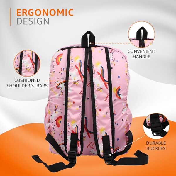 amazon basics Lightweight Backpack (Abstract Print) | Durable Polyester, Lightweight & Comfortable | Stylish Design with Organized Storage | Perfect for School - Image 4