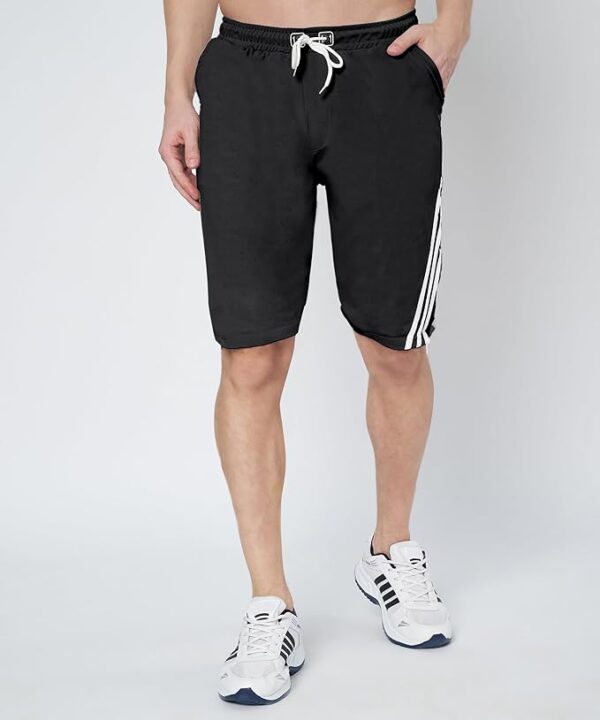 Mehrang Athletic Shorts for Men, with White Side Stripes, Drawstring Waist, Casual Sports Wear for Men - Image 5