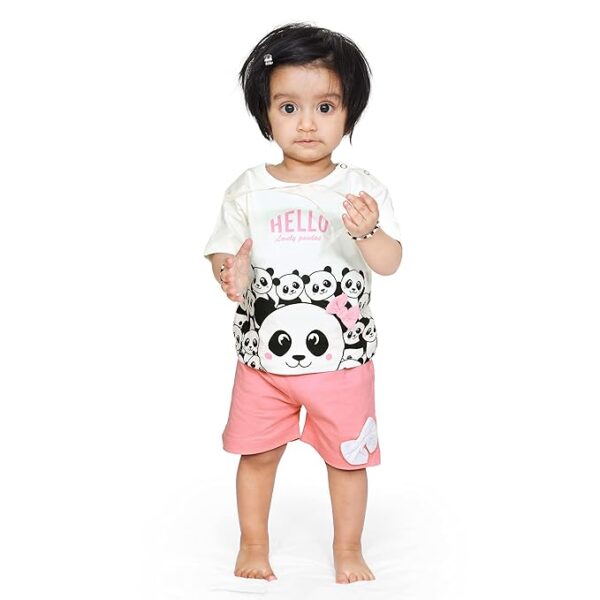 ARIEL Baby Boys & Baby girls Cotton Printed Round Neck Half Sleeve T-shirt & Short Trendy Summer Clothing Sets - Image 4