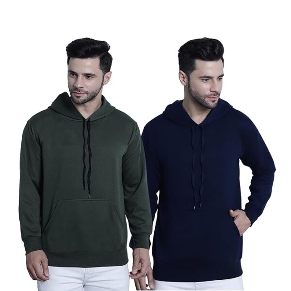 Mack Jonney Multicolor Solid Hooded Cotton Fleece Sweatshirt for Men (Pack of 2)-MACK50949
