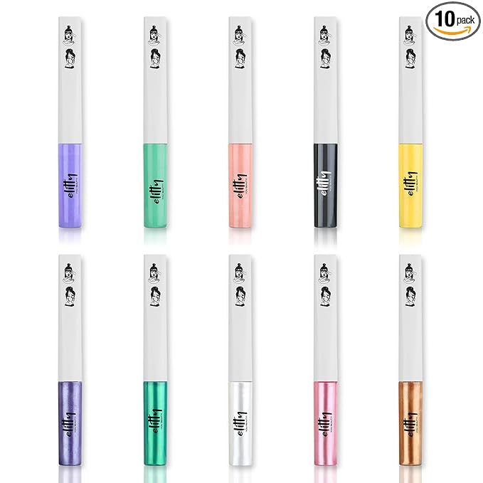 Elitty 10/10 Natural pencil Eyeliner Combo(Black,Purple,Pink,Peach,Green,Rust,White)|Long Lasting|Waterproof|Smudge Proof|Infused With Vit E|Intense Finish|Vegan & Cruelty Free -4 Ml Each