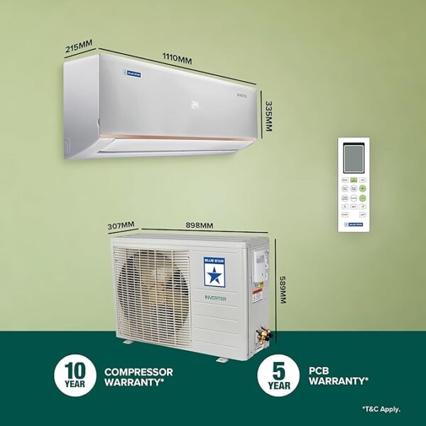 Blue Star 2 Ton 3 Star Hot and Cold Inverter Split AC (Copper, Convertible 5 in 1 Cooling, 4 Way Swing, Multi Sensors, Dust Filter, Blue Fins, Self Diagnosis, IC324DNUHC, White) - Image 3