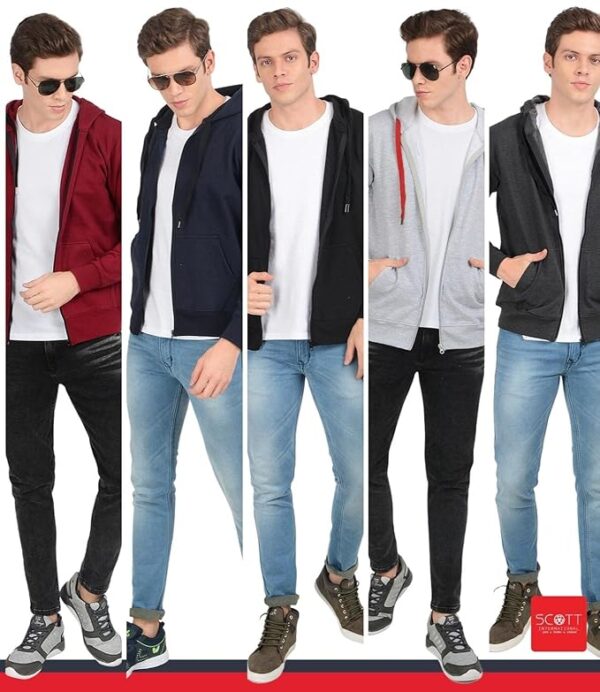 Scott International Men's Solid Cotton Hoodies for Men, Trendy and Comfortable Sweatshirts for Men, Stylish Winter Wear with Hood and Pockets, Fashionable Hooded Sweatshirts - Image 2