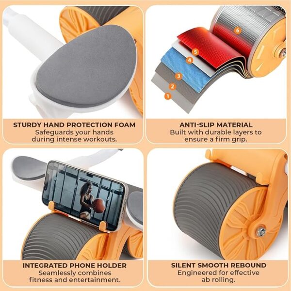 Bodyband Abs Roller for Men & Women Automatic Rebound Abs Roller Wheel for Home Workout, Gym Ab Roller for Men Abs Workout Equipment for Abdominal Ab Roller For Home With Knee Mat ABSolute Abroller - Image 5