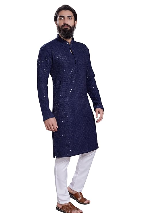 DIVISIVE Men's Sequince Embroidered Cotton Blend Only Slim Fit Kurta - Image 5