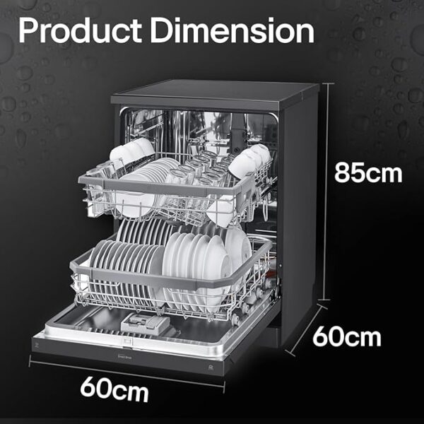LG 14 Place Setting Free Standing Dish Washer with TrueSteam, QuadWash, EasyRack Plus, Wi-Fi Enabled (DFB424FM, Matte Black, Inverter Direct Drive Motor) - Image 3