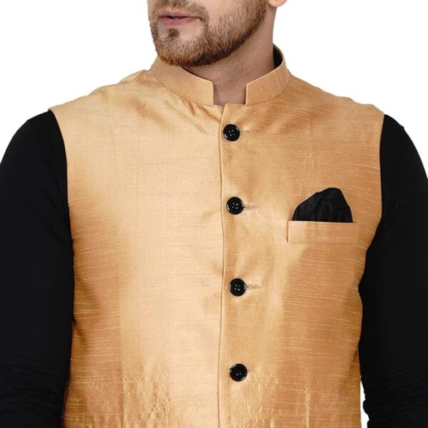 Veera Paridhaan Men's Banarasi Solid Nehru Jacket … - Image 2