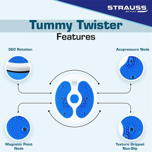 Strauss Tummy Twister | Tummy Trimmer, Abs Roller & Shaper for Women & Men | Exercise Machine with Non-Slip Surface | Ideal Equipment for Home Workouts (Blue) - Image 5