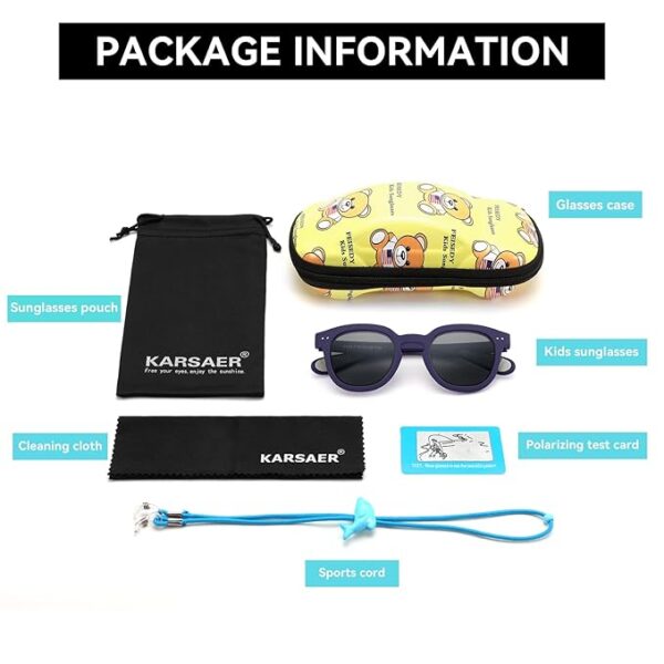 Karsaer Kids Sunglasses for Boys Girls Fashion Cute Boys UV400 Protection Kids Glasses E1230 - Image 7