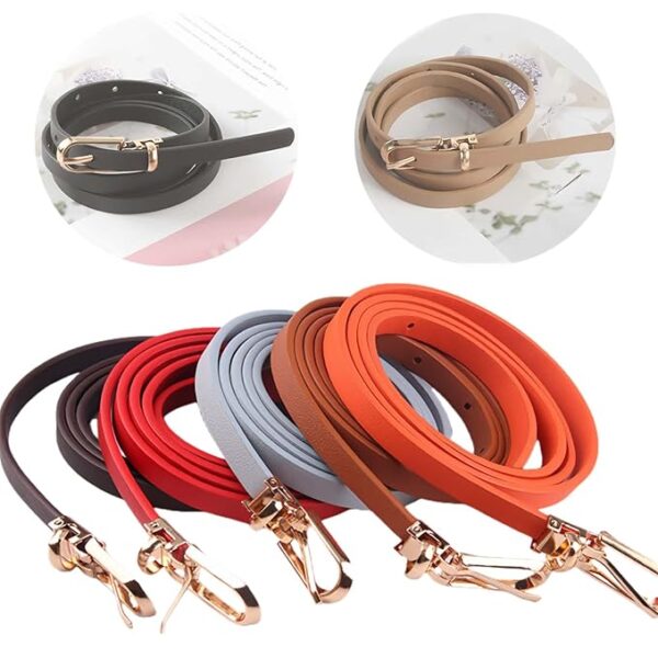 XForce Plaza 2 Pieces Thin Belts for Women Leather Skinny Belt for Dress Pants Adjustable - Image 7
