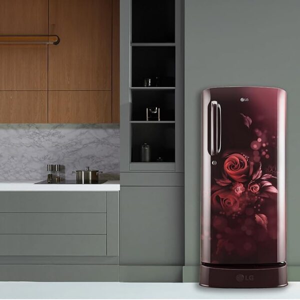 LG 185 L 5 Star Inverter Direct-Cool Single Door Refrigerator (GL-D201ASEU, Scarlet Euphoria, Base stand with drawer) - Image 2