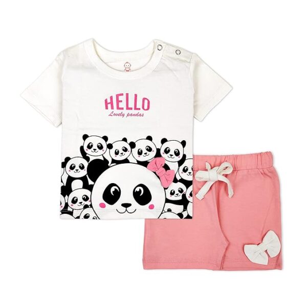 ARIEL Baby Boys & Baby girls Cotton Printed Round Neck Half Sleeve T-shirt & Short Trendy Summer Clothing Sets