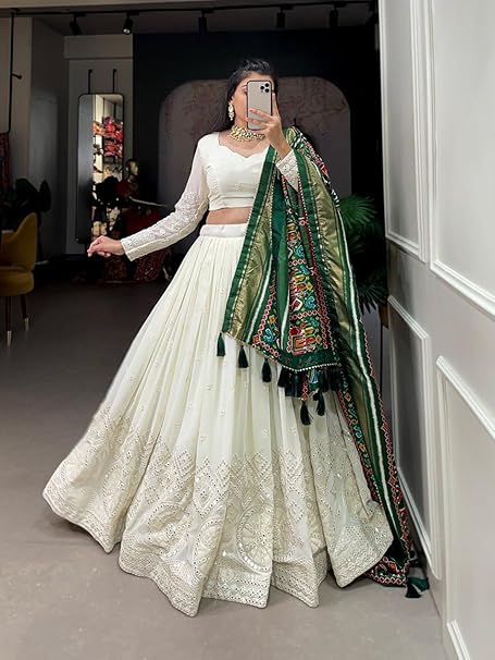 TRENDMALLS Women's Georgette Embroidery Lehenga Choli with Dupatta I Navratri Stylish Lehenga Choli for women - Image 5